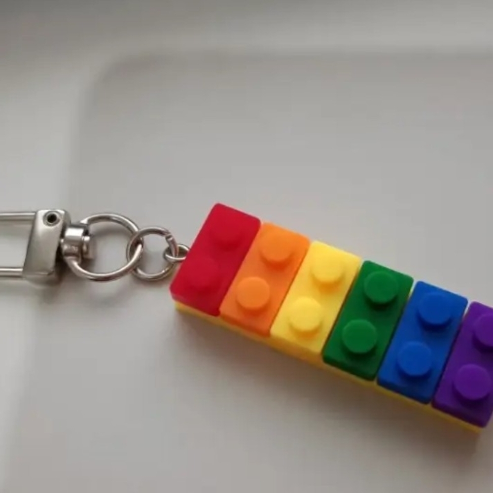 Rainbow Pride Building Block Keychain
